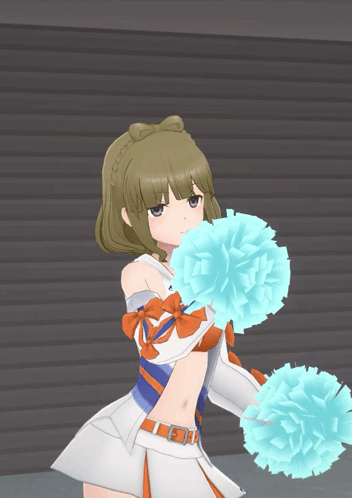 Girl In Cheerleader Outfit Holding Pom Poms GIF