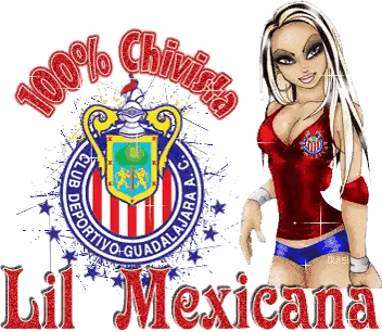 Girl in Chivas Shirt in Front of Club Deportivo Guadalajara Logo