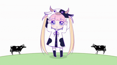 Girl In Cow Costume In Field GIF