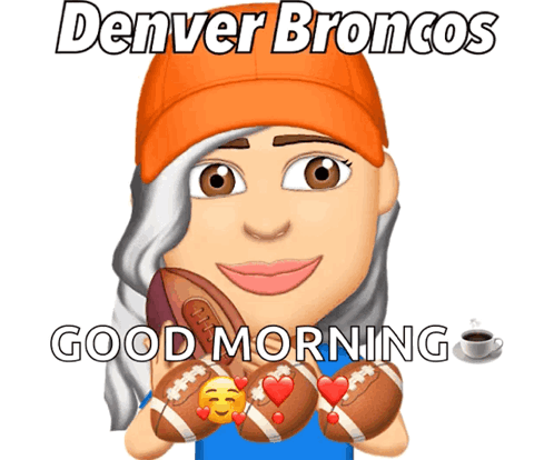 Girl In Denver Broncos Hat Holding Footballs GIF