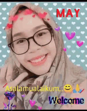 Girl In Glasses And Hijab Smiling Peace Sign GIF