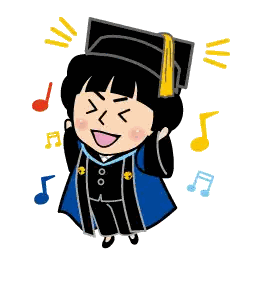 Girl in Graduation Cap and Gown With Music Notes