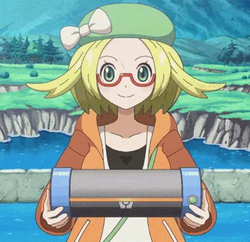 Girl In Green Hat And Glasses Holding Blue Object GIF