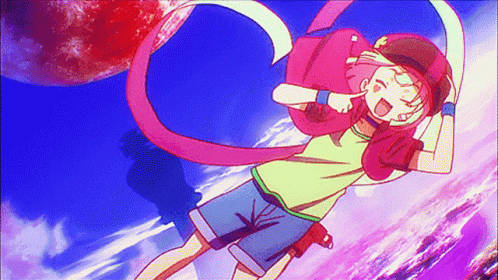 Girl in Green Shirt and Shorts Flying Through Air