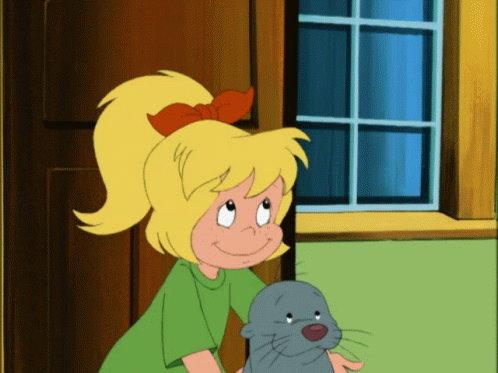 Girl In Green Shirt Holding Seal GIF