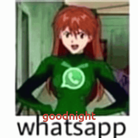 Girl in Green Suit With WhatsApp Logo Says Goodnight WhatsApp
