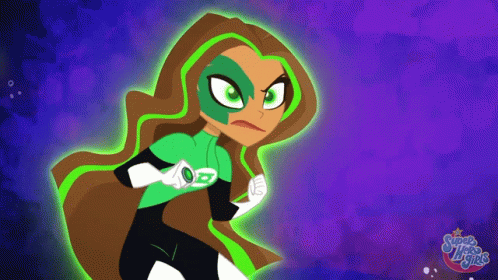 Girl in Green Superhero Costume