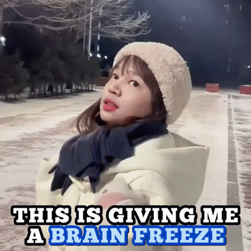 Girl In Hat And Scarf Brain Freeze GIF