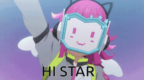 Girl in Headphones with Hi Star Mask