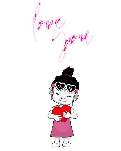 Girl in Heart Sunglasses Holding Love You