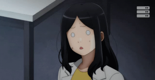 Girl in Lab Coat Holding Blue Chair Saying Get Out