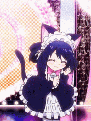 Girl In Maid Costume Holding Microphone GIF