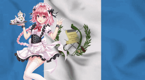 Girl in Maid Outfit Holding Teapot and Cup