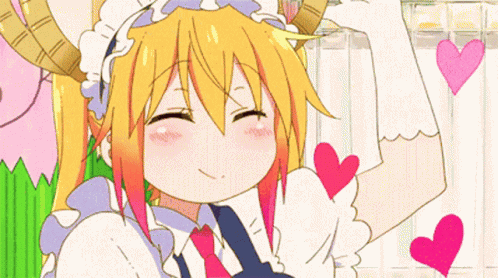 Girl in Maid Outfit Surrounded by Hearts