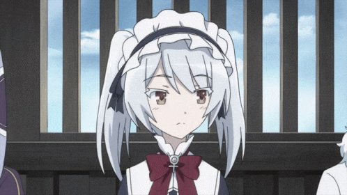 Girl in Maid Outfit with Red Bow
