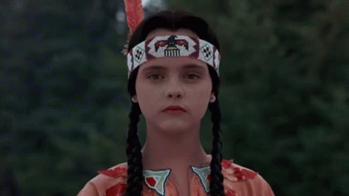Girl in Native American Costume Scalping
