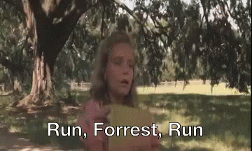 Girl in Park with Run Forrest Run