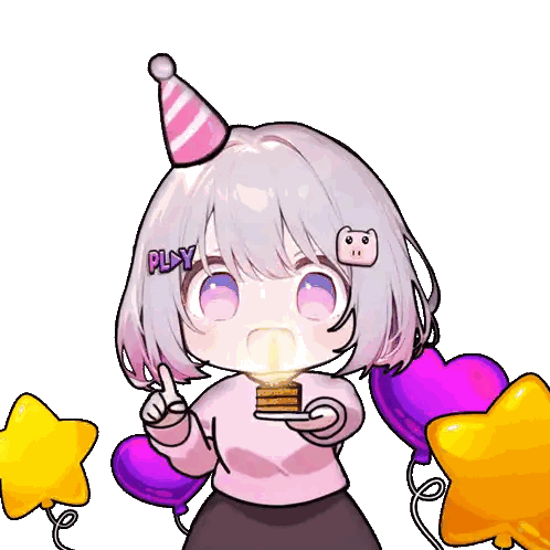 Girl in Party Hat with Play on Hair