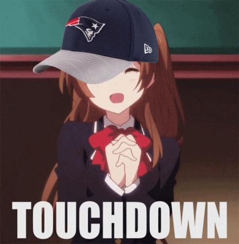 Girl In Patriots Hat Saying Touchdown GIF