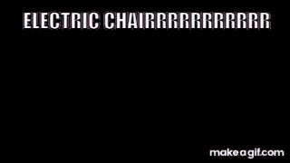 Girl in Pink Box Labeled Electric Chair
