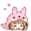 Girl in Pink Bunny Hat with Hearts