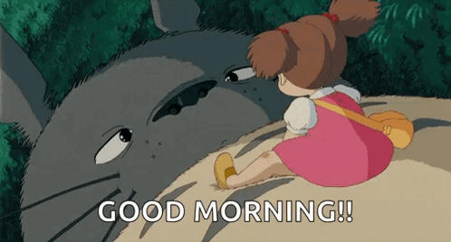 Girl in Pink Dress Beside Cat Saying Good Morning
