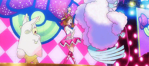 Girl in Pink Dress Dancing Next to White Rabbit