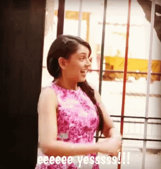 Girl In Pink Dress Happy Saying Yessss GIF