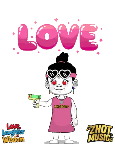 Girl in Pink Dress Holding Gun Love