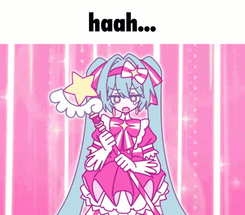Girl In Pink Dress Holding Star Wand GIF