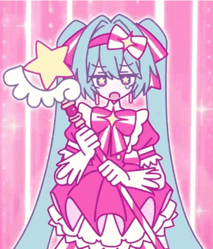 Girl In Pink Dress Holding Star Wand GIF