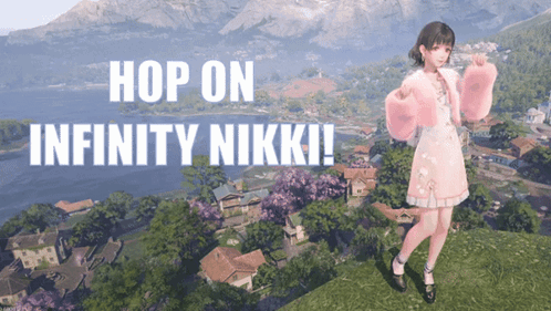 Girl In Pink Dress Hop On Infinity Nikki GIF
