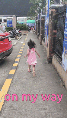 Girl in Pink Dress Walking