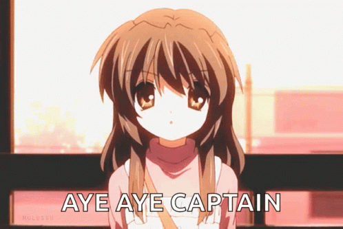 Girl in Pink Sweater Saying Aye Aye Captain