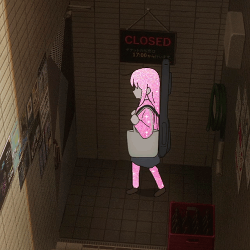 Girl in Pink Sweater Walking Past Closed Sign