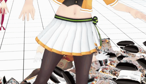 Girl in Pleated Skirt With Pile of Books