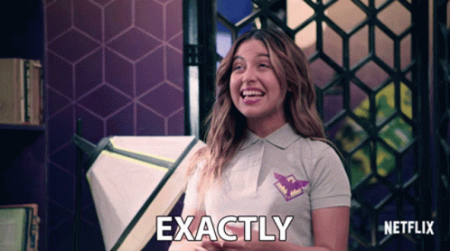 Girl in Polo Shirt Saying Exactly Netflix Logo