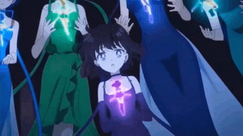Girl in Purple Dress Surrounded by Girls in Green