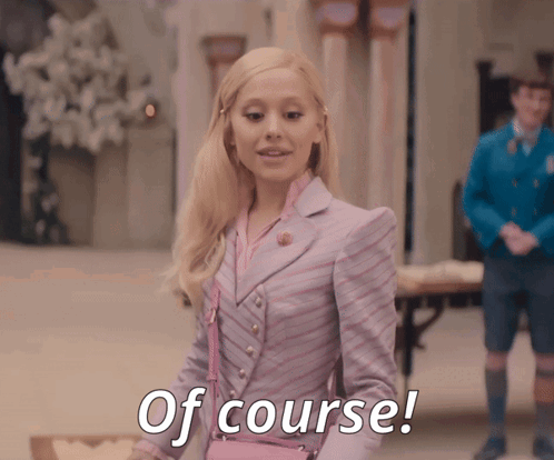 Girl in Purple Suit Saying Of Course