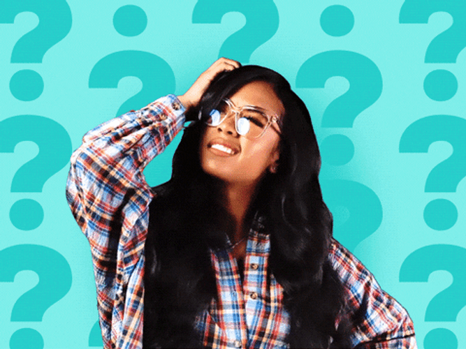 Girl In Question Mark Background Head Scratch GIF