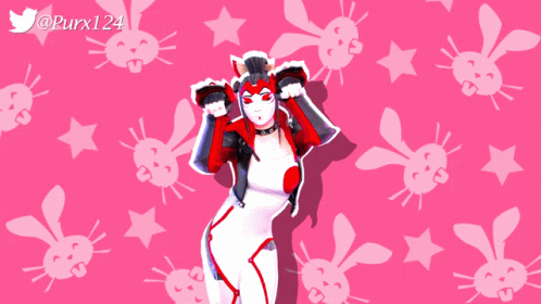 Girl in Red and White Outfit with Bunny Faces and Stars