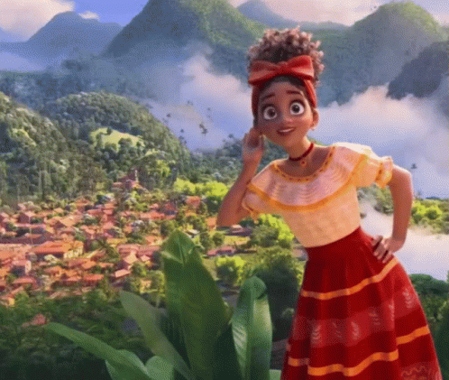 Girl In Red And Yellow Dress By Mountains GIF
