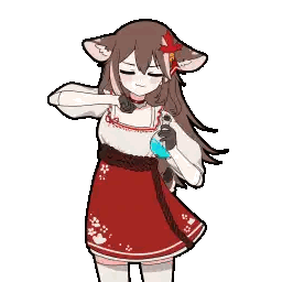 Girl in Red Dress Pixel Art