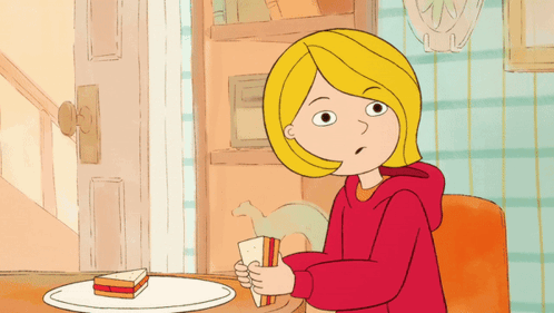 Girl in Red Jacket Holding Sandwich