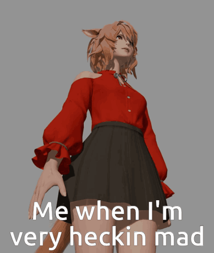 Girl in Red Shirt and Black Skirt Me When Very Mad