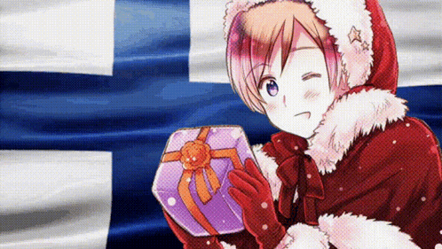 Girl In Santa Hat Holding Gift GIF