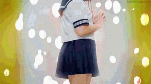 Girl in School Uniform in Bubbles