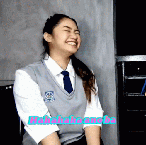 Girl In School Uniform Laughing Hahaha Ano Ba GIF
