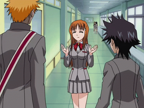 Girl In School Uniform Talking To Boys GIF