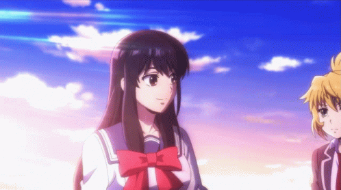 Girl In School Uniform With Red Bow GIF